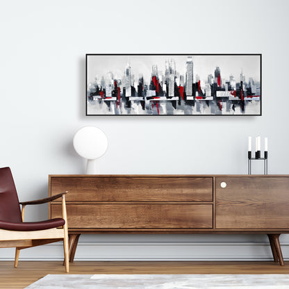 Toile Paysage urbain gris et rouge | Décoration murale urbaine