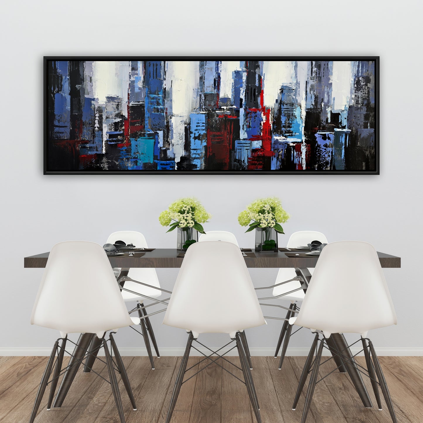 Toile encadrée « Ville bleue abstraite » | Décoration murale pour chambre