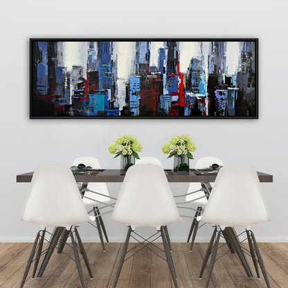 Toile encadrée « Ville bleue abstraite » | Décoration murale pour chambre
