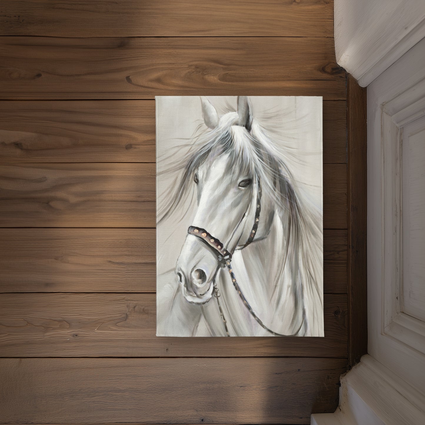 Worthy White Horse Gray Indoor Outdoor Door Mat | Home Decor