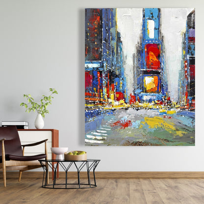 Contemporary Abstract Building Canvas | Colorful Home Decor