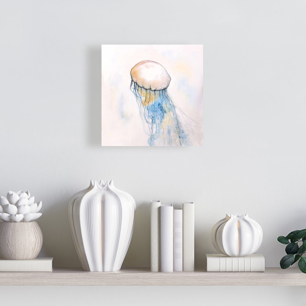 Watercolor Jellyfish Canvas | Blue Marine Home Decor Art