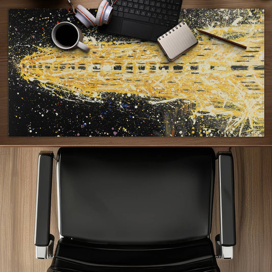 Yellow Abstract Flatiron Building Desk Mat - Home Decor