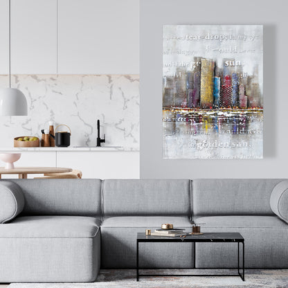 Relief typographique sur toile grise | Décoration d'intérieur