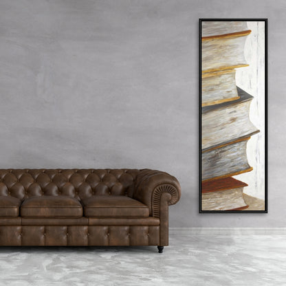 Mountain of Vintage Books | Still Life Brown Canvas for Home Decor