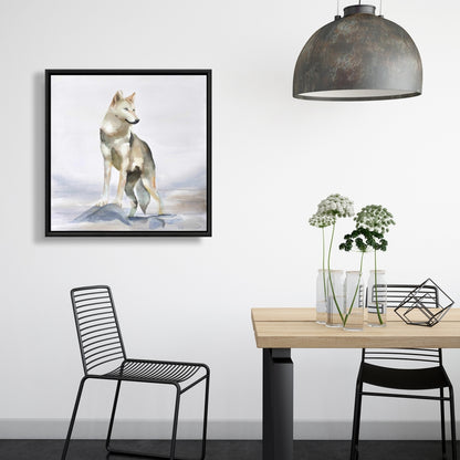 Toile de loup – Art encadré de montagne rustique pour la décoration intérieure