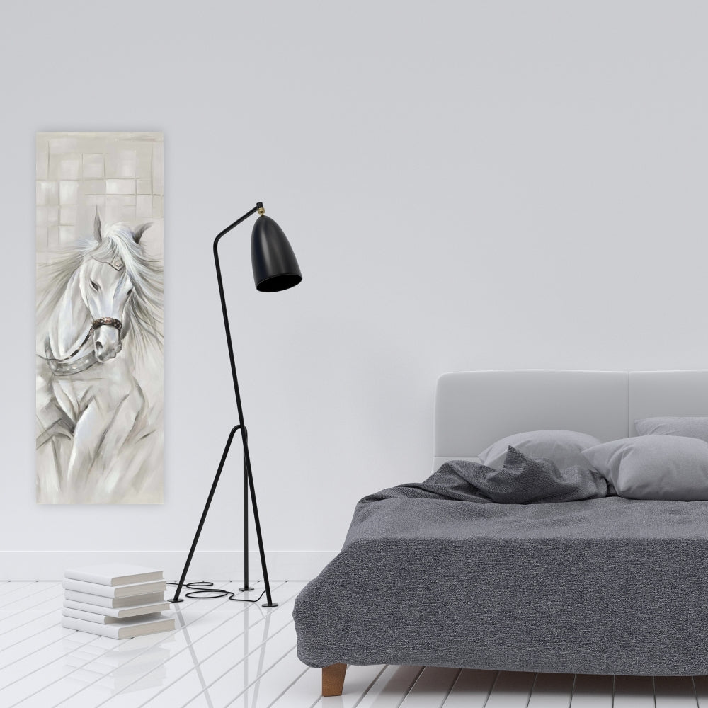 White Horse in Wind Canvas | Industrial Bedroom Wall Decor