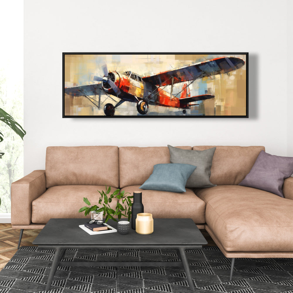 Toile encadrée Take Off | Décoration de chambre contemporaine bleue