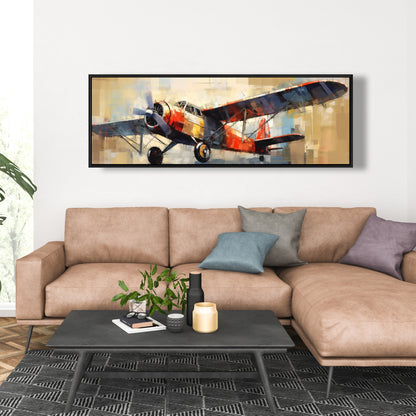 Toile encadrée Take Off | Décoration de chambre contemporaine bleue