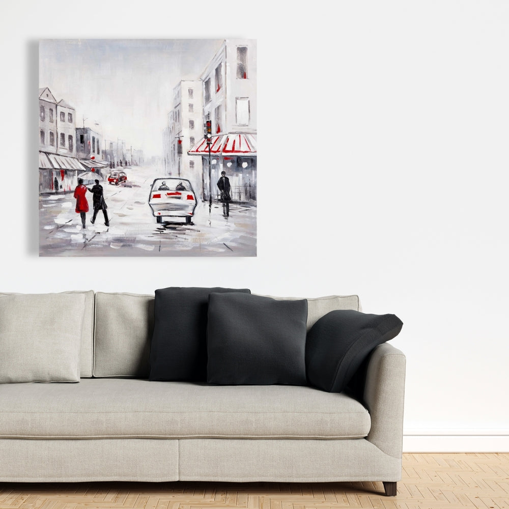 Toile blanche « Scène de rue paisible » | Décoration murale