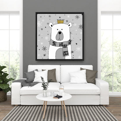 Magnifique toile encadrée grise « Ours » | Décoration murale pour salon
