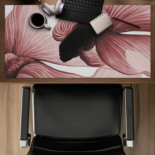 White Desk Mat | Two Red Betta Design | Home Decor