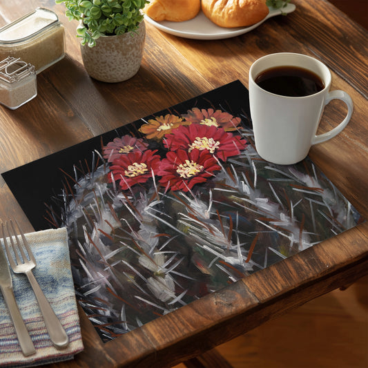 Mammillaria cactus in bloom - 14"x18" Polyester Placemat