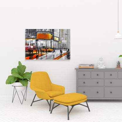 Gray Cities Canvas - Circulation in Times Square Home Decor