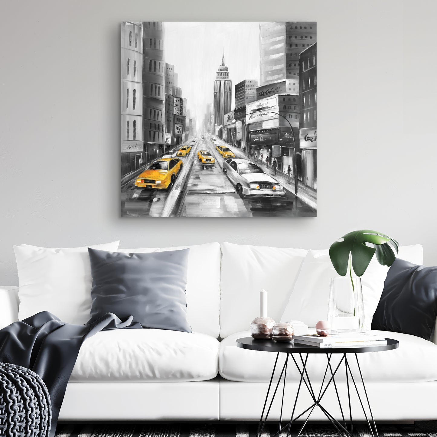 Toile « Taxis jaunes à New York » | Décoration d'intérieur grise