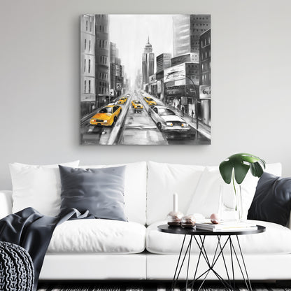Toile « Taxis jaunes à New York » | Décoration d'intérieur grise