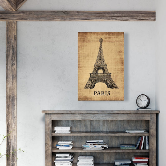 Eiffel Tower Brown Canvas | Typo & Symbols Home Decor Art