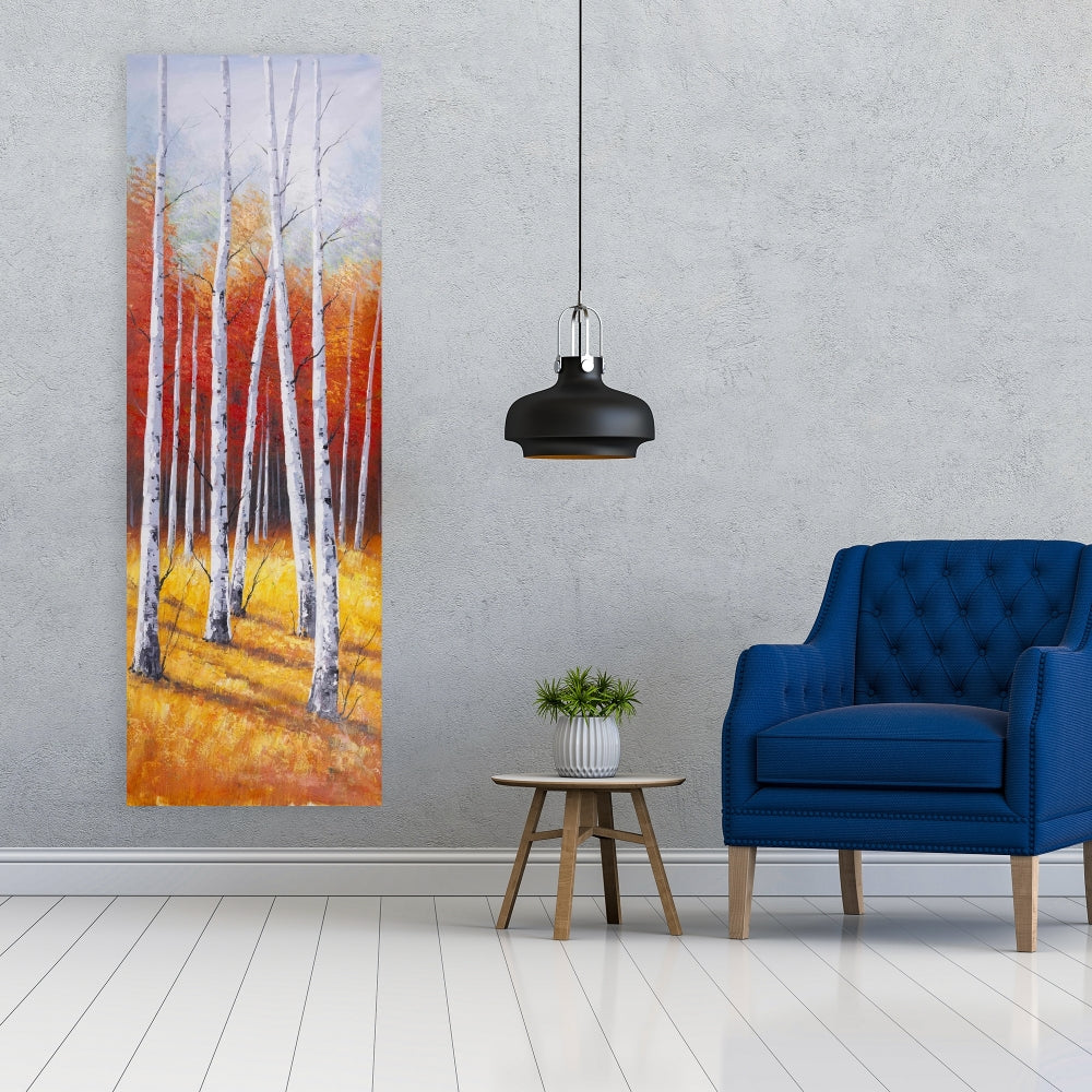 Modern Gray Fall Forest Canvas | Bedroom Wall Art Decor