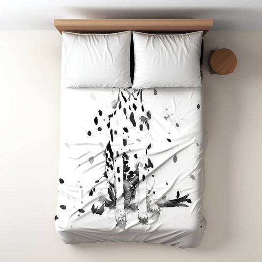 White Minimalist Dalmatian Dog Pet Duvet Cover | Home Decor