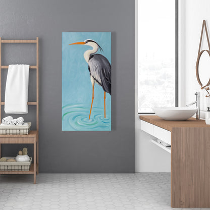 Toile bleu marine Héron cendré | Décoration murale