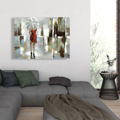 Red Dress Woman Canvas - Contemporary Bedroom Wall Art Decor