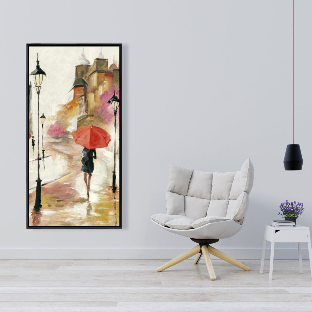 Toile encadrée « Passants sous parapluies » | Décoration d'intérieur moderne