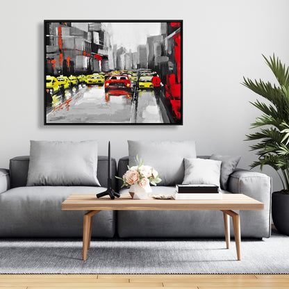 Toile abstraite avec circulation et pluie - Décoration murale industrielle