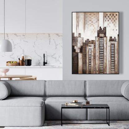 Toile encadrée moderne Brown City - Décoration d'intérieur Square City