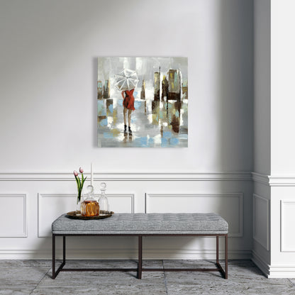 Red Dress Woman Canvas - Contemporary Bedroom Wall Art Decor