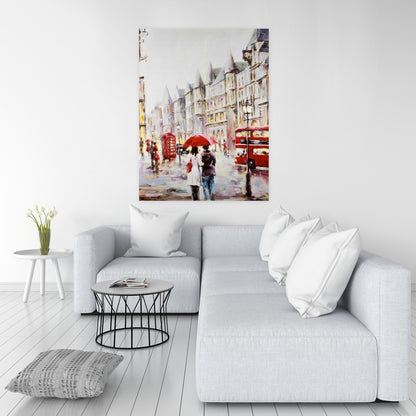 European Street Rainy Day Red Canvas - Home Decor Bedroom