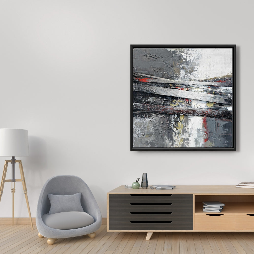 Toile blanche industrielle à formes | Décor à rayures abstraites texturées