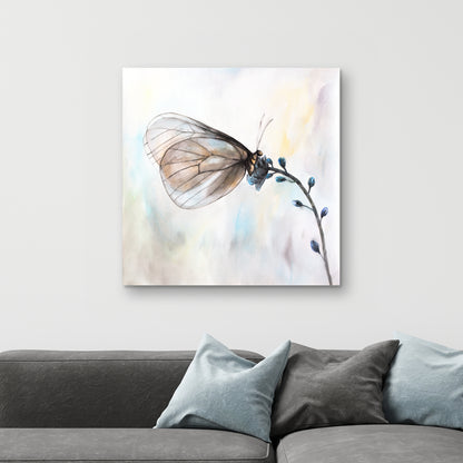 Butterfly on Blue Flowers Canvas - Bedroom Home Decor