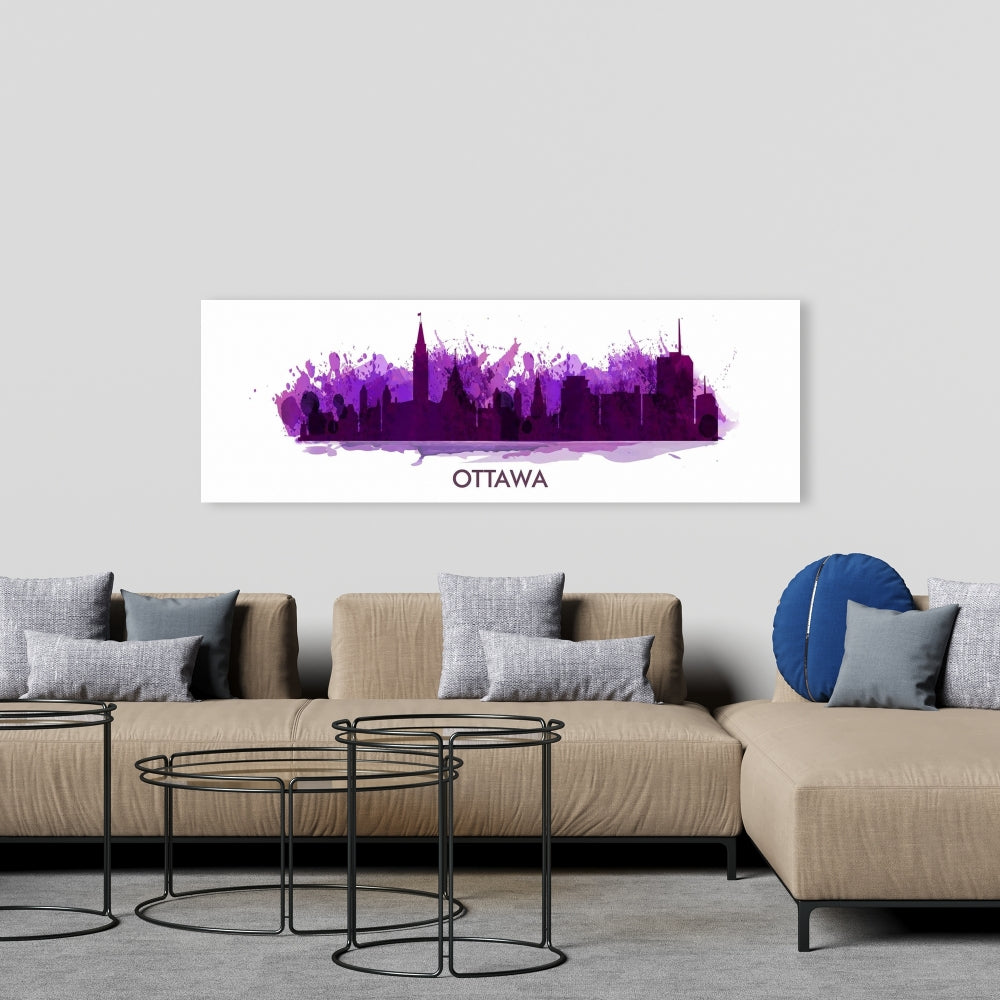 Ottawa Paint Splash Silhouette - Retro Purple Canvas Decor