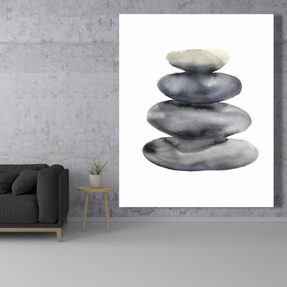 Nature morte aux minéraux sur toile spirituelle - Décor quatre pierres chaudes