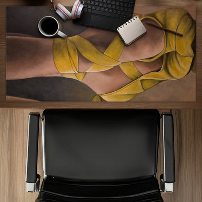 Yellow Contemporary Desk Mat - Synchronized Ballerinas Decor