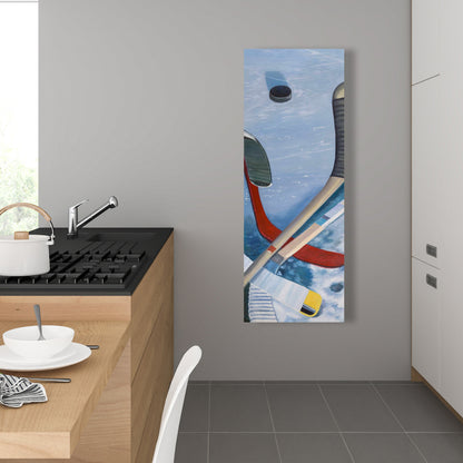 Toile bleue « Crochets de hockey sur glace » | Décoration d'intérieur sportive et ludique