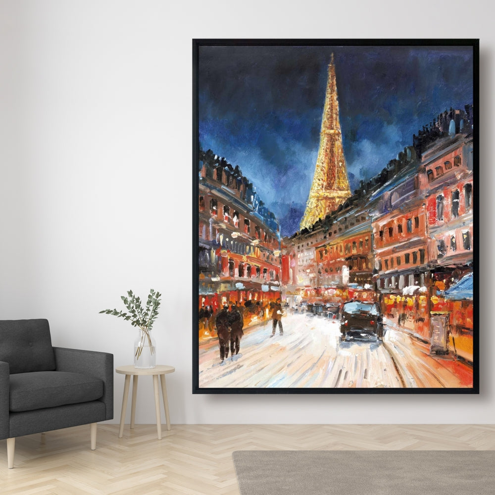 Illuminated Paris Canvas | Blue Frame | Contemporary Home Decor
