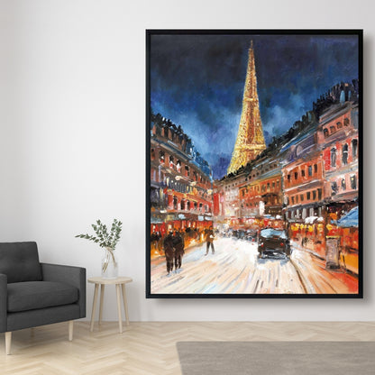 Illuminated Paris Canvas | Blue Frame | Contemporary Home Decor