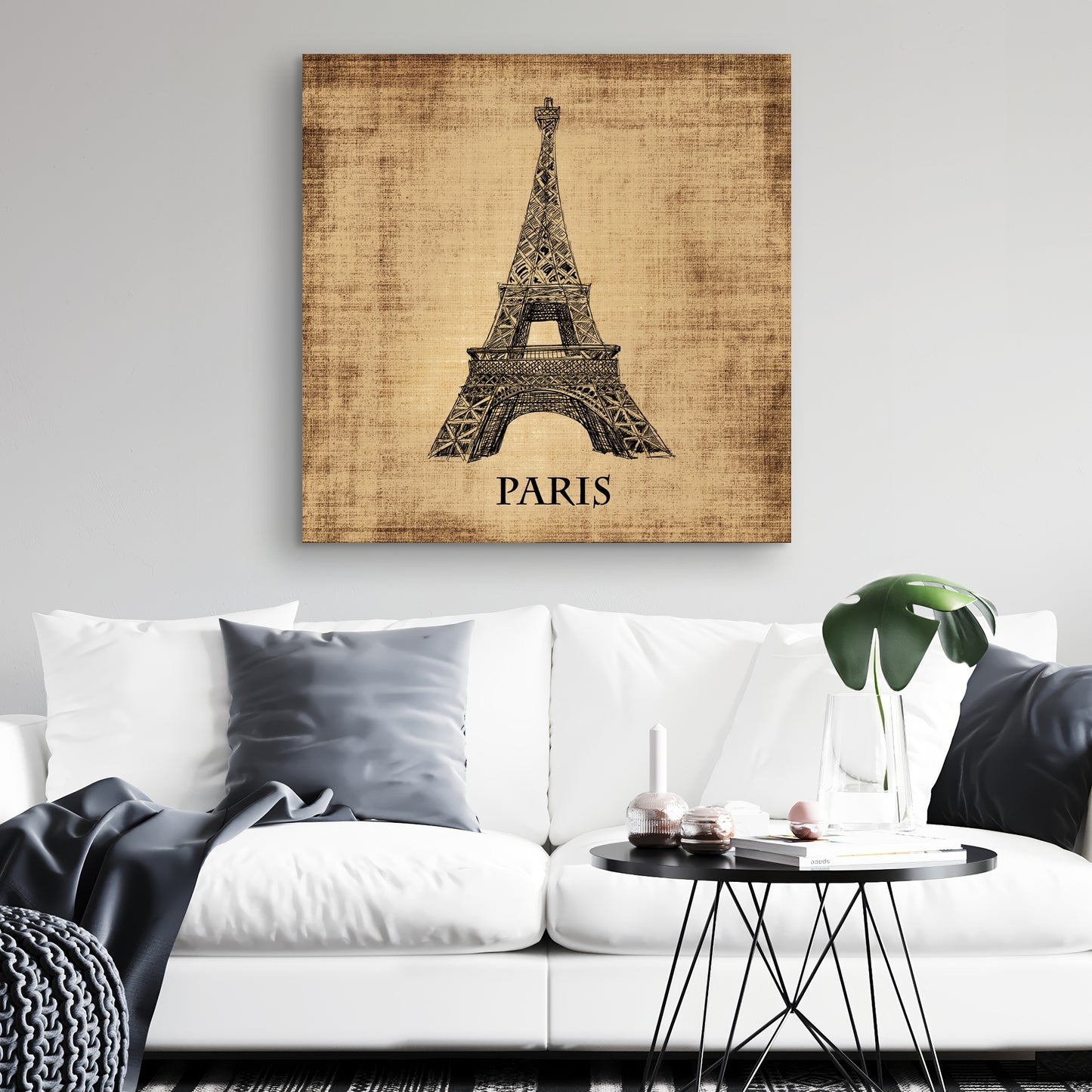 Eiffel Tower Brown Canvas | Typo & Symbols Home Decor Art