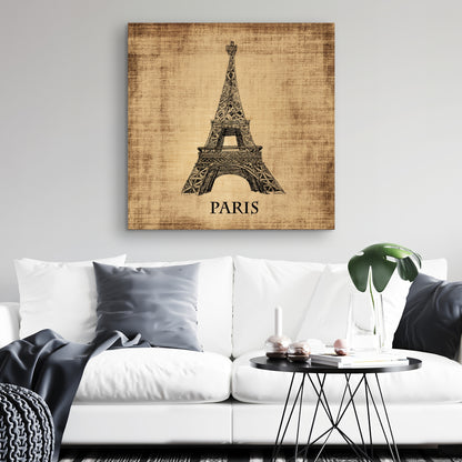 Eiffel Tower Brown Canvas | Typo & Symbols Home Decor Art