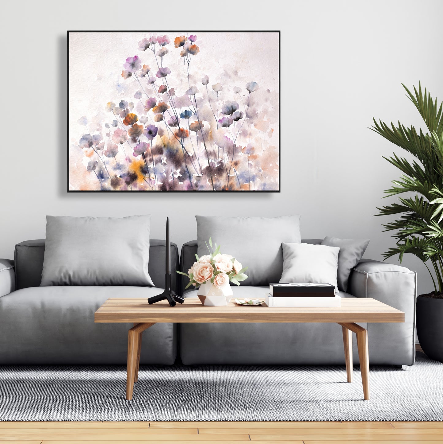 Wildflowers Framed Canvas - Romantic Floral Bedroom Decor