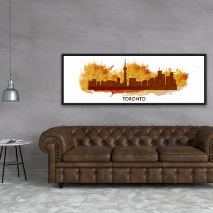 Toile « Toronto Skyline » avec éclaboussures de peinture | Décoration d'intérieur encadrée