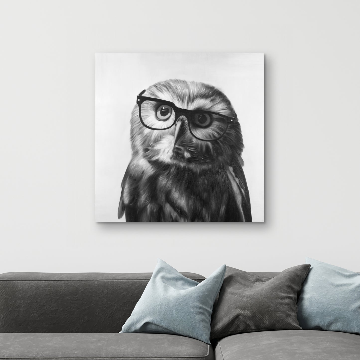 Toile monochrome « Hibou blanc » | Décoration d'intérieur Northern Saw-Whet