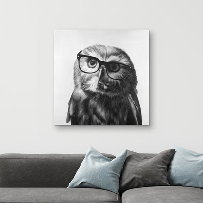 Toile monochrome « Hibou blanc » | Décoration d'intérieur Northern Saw-Whet