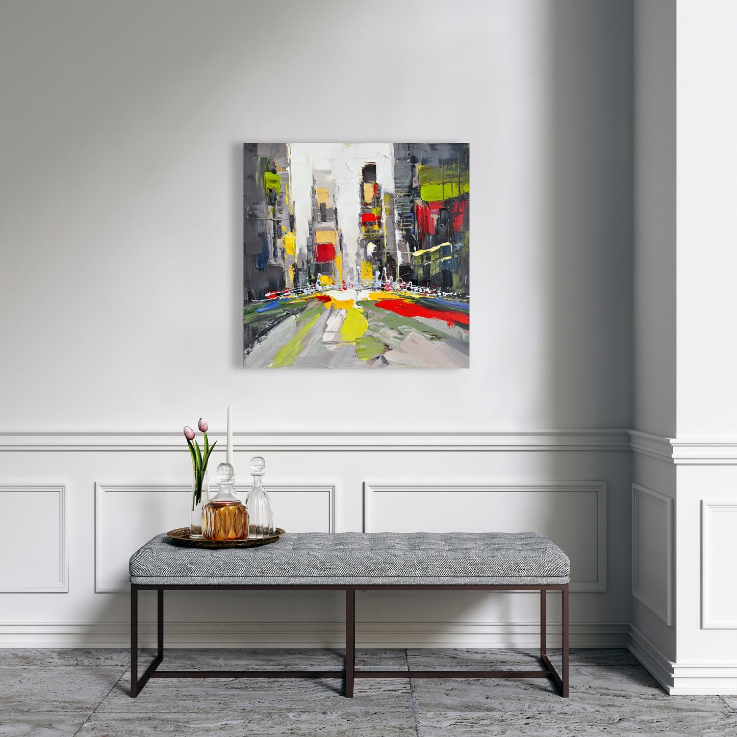 Abstract Texturized Cityscape Canvas | Modern Home Decor Art