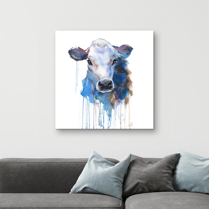 Watercolor Jersey Cow Canvas | Farm Animal Kitchen Decor