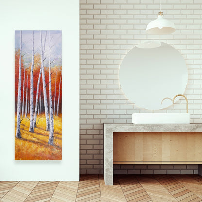 Modern Gray Fall Forest Canvas | Bedroom Wall Art Decor