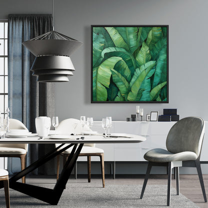 Toile encadrée « Feuilles denses » – Décoration de chambre contemporaine