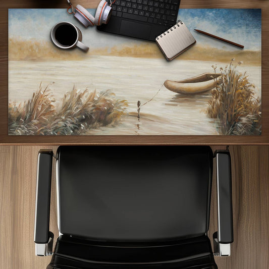 Abandoned Boat Coastal Desk Mat | Contemporary Home Decor