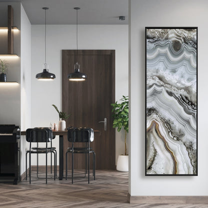 White Abstract Geode Framed Canvas - Hyperrealist Home Decor
